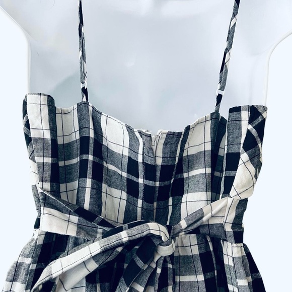 Roxy Dress Black and White Plaid Spaghetti Straps Size 8 - Picture 4 of 8